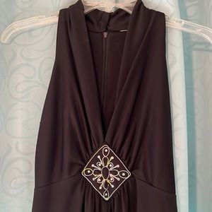 Polyester Black V-Neck dress